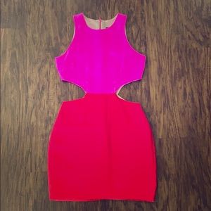 Color block halter dress with side cutouts